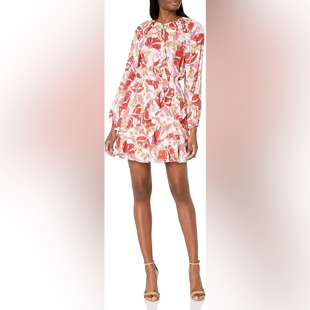 Parker 100% Silk  Floral Bertie Dress Medium